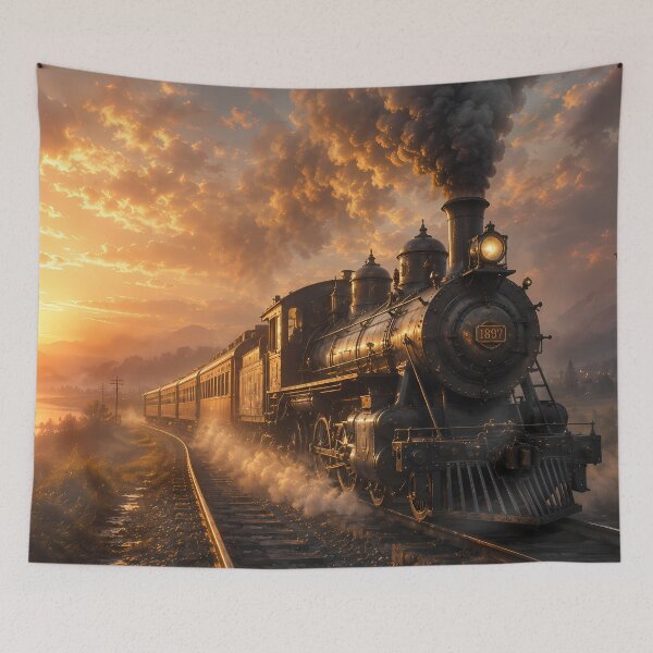 Item preview, The Long Journey Home | Vintage Steam Train Art designed and sold by ManJiangHong.