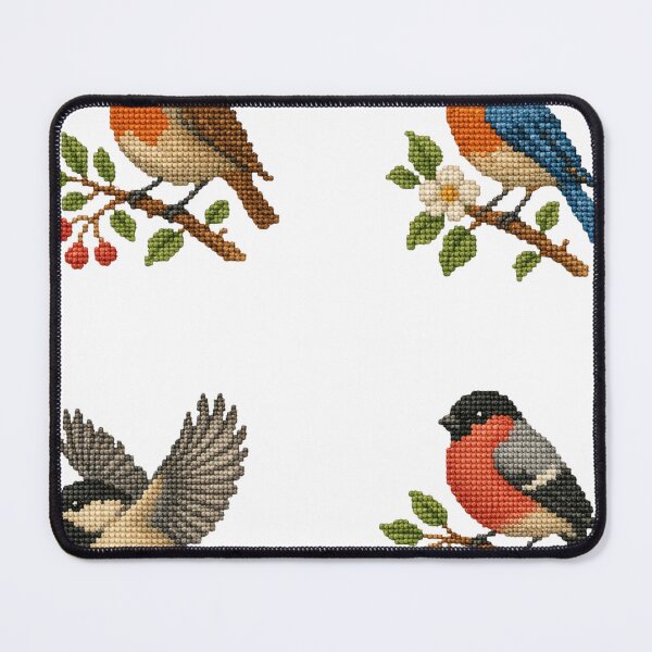 Item preview, Birds embroidered in cross-stitch style designed and sold by StudioMarga.