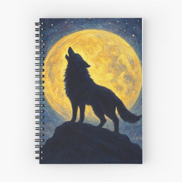 Item preview, Howling Wolf Full Moon Van Gogh Style Impressionist Art designed and sold by Lougud.