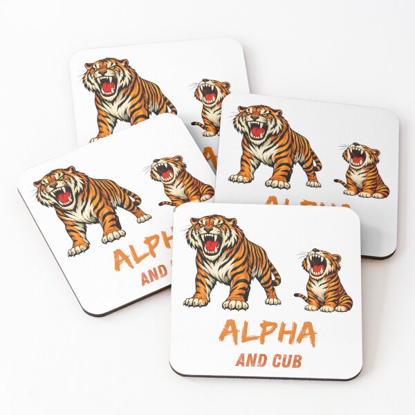 Item preview, Alpha and Cub Tiger – Father and Child Roaring Illustration designed and sold by ROARSOME DESiGNS.