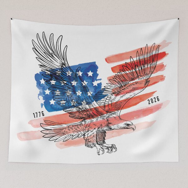 Item preview, USA 250 - American Flag - Bald Eagle - Watercolor designed and sold by Holly Norine Design.