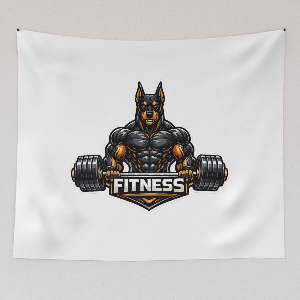 Item preview, Muscular Doberman Fitness Bodybuilding Gym Art designed and sold by Digistore1221.