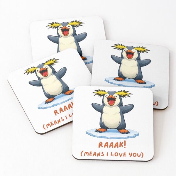 Item preview, RAAAK! (MEANS I LOVE YOU) – Cute Shouting Cartoon Penguin Illustration designed and sold by ROARSOME DESiGNS.