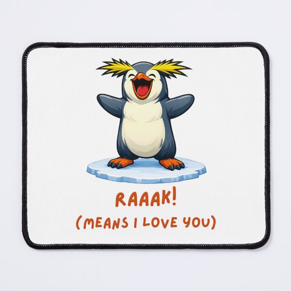 Item preview, RAAAK! (MEANS I LOVE YOU) – Cute Shouting Cartoon Penguin Illustration designed and sold by ROARSOME DESiGNS.