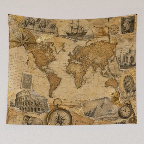 Item preview, Explorer's Dream: World Map and Continental Discovery designed and sold by DarVibe Designs.