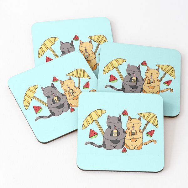 Item preview, Cute Summer Cats Drinking Lemonade┃Kawaii Beach Cat Friends designed and sold by Cherry Prism Designs.