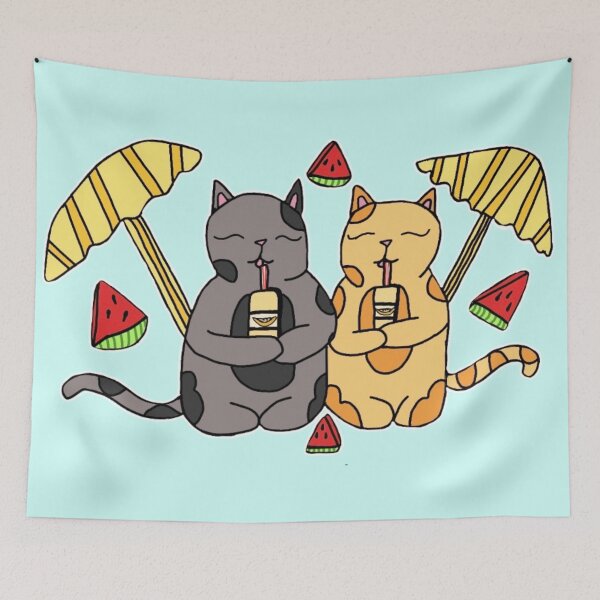 Item preview, Cute Summer Cats Drinking Lemonade┃Kawaii Beach Cat Friends designed and sold by Cherry Prism Designs.
