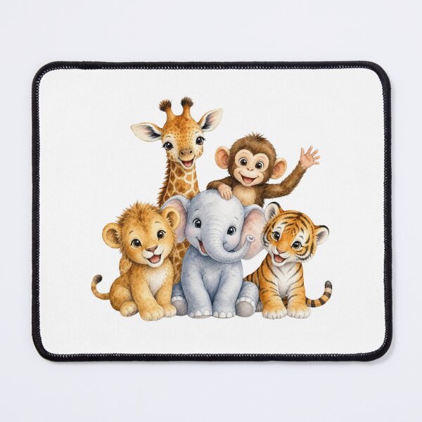 Item preview, Cute Safari Animal friends Watercolor | Giraffe Elephant Monkey Lion Tiger Nursery Art designed and sold by PAPIRO SIGLO XXI.