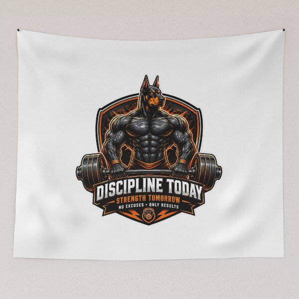 Item preview, Discipline Today Strength Tomorrow Doberman Gym Art designed and sold by Digistore1221.
