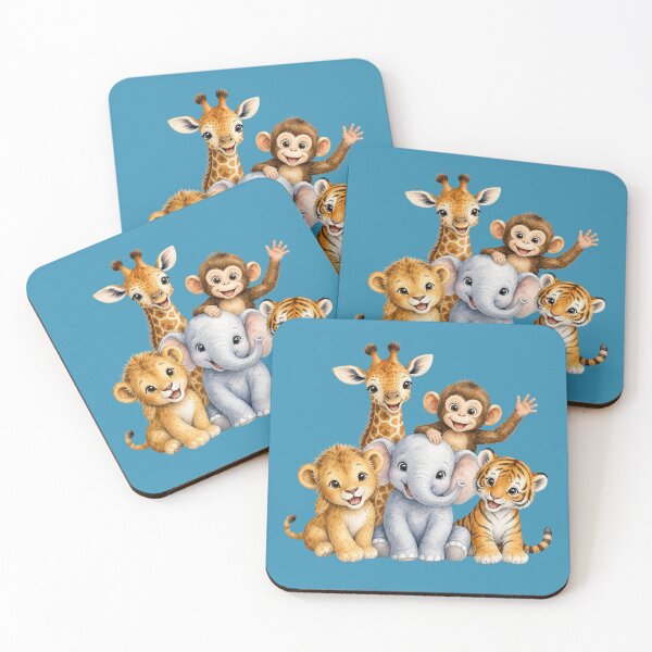 Item preview, Cute Safari Animal friends Watercolor | Giraffe Elephant Monkey Lion Tiger Nursery Art designed and sold by PAPIRO SIGLO XXI.