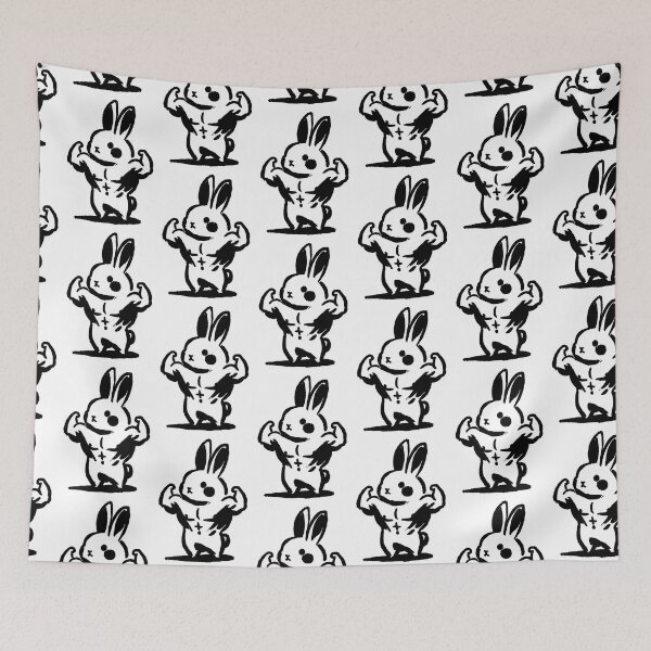 Item preview, Buff Bunny Bodybuilder Linocut Style Print designed and sold by Alan Javier Cordoba Espinosa.