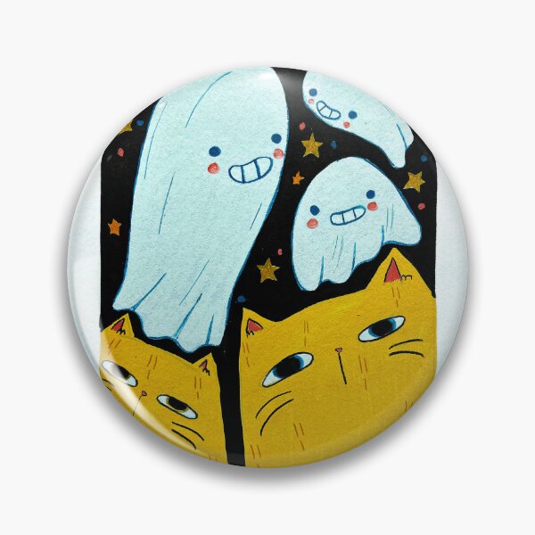 Item preview, Five Friends - Orange Cats and Ghosts Mixed Media - Day 290 of 365  designed and sold by BeeandKiwi.