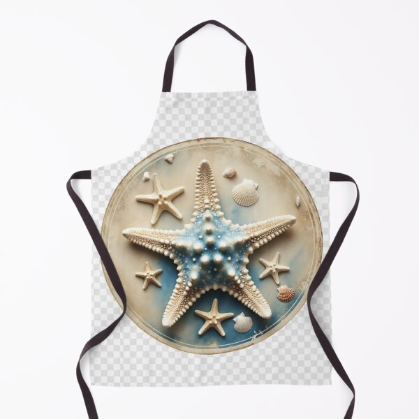 Item preview, Blue Starfish and Seashell Coastal Design | Vintage Beach Artwork designed and sold by GalleryPeak.