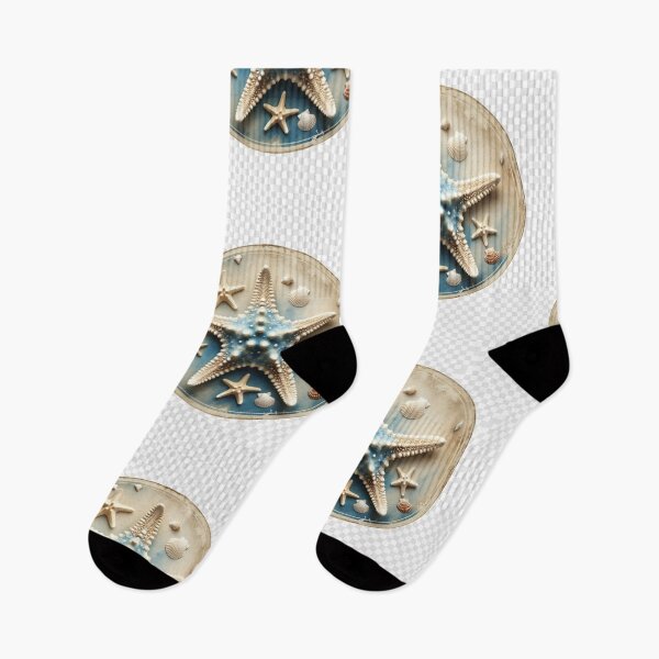 Item preview, Blue Starfish and Seashell Coastal Design | Vintage Beach Artwork designed and sold by GalleryPeak.