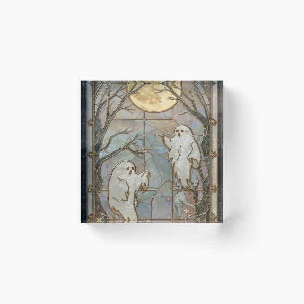 Item preview, Kawaii Ghosts Golden Stained Glass Halloween designed and sold by BriSher.