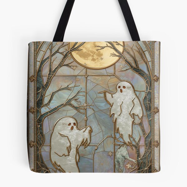 Item preview, Kawaii Ghosts Golden Stained Glass Halloween designed and sold by BriSher.