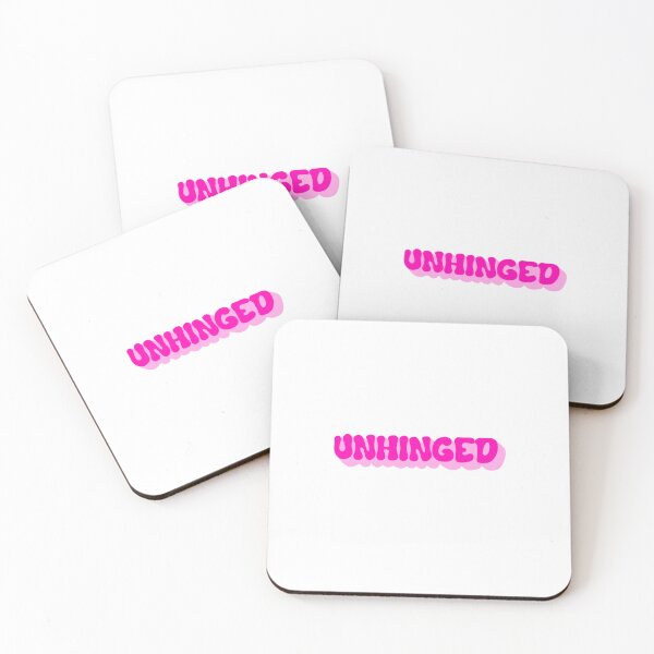 Item preview, Cute hot pink "unhinged" funny quote designed and sold by CaroPrintsCo..