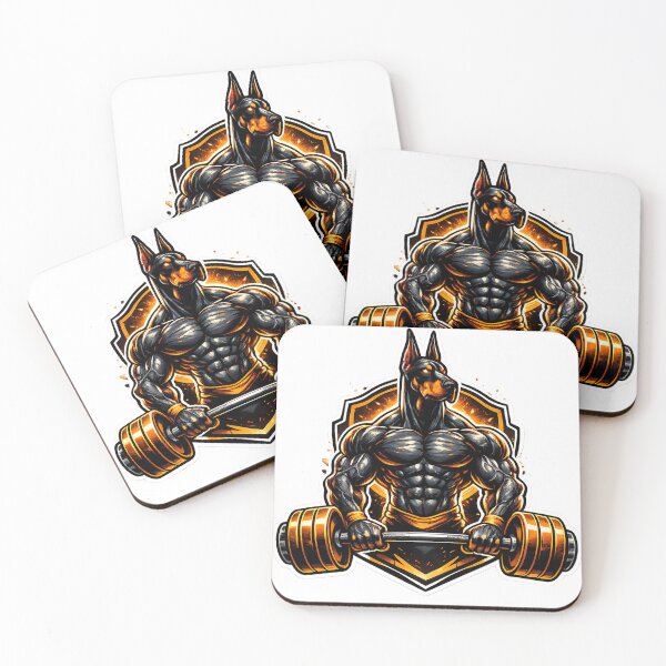 Item preview, Bodybuilder Doberman Lifting Barbell Gym Motivation designed and sold by Digistore1221.