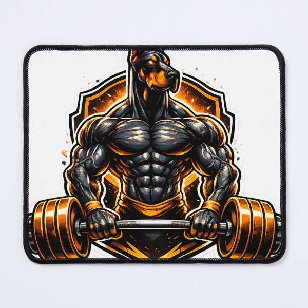 Item preview, Bodybuilder Doberman Lifting Barbell Gym Motivation designed and sold by Digistore1221.