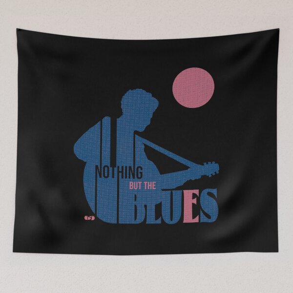 Item preview, Nothing But The Blues Guitarist | Risograph Bicolor Music Graphic Tee | Blues Guitar Lover Vintage Shirt designed and sold by Decorador de Corazones.