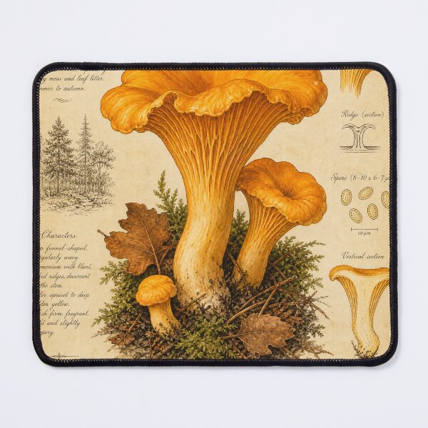 Item preview, Chanterelle Mushroom Botanical Illustration – Vintage Forager Woodland Art designed and sold by Jandedan.