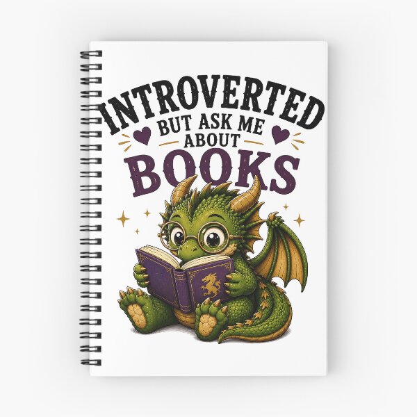 Item preview, Introverted But Ask Me About Books – Cute Fantasy Book Dragon Reader Design designed and sold by Digital Culture Studio.