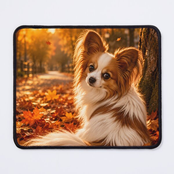 Item preview, Golden Autumn Papillon | Cute Dog in Fall Leaves designed and sold by ManJiangHong.