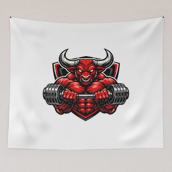 Item preview, Angry Red Bull Bodybuilding Gym Motivation Art designed and sold by Digistore1221.