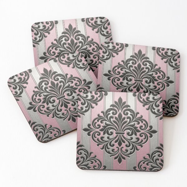 Item preview, Pink & Silver Striped Damask designed and sold by DesignsByPrnces.