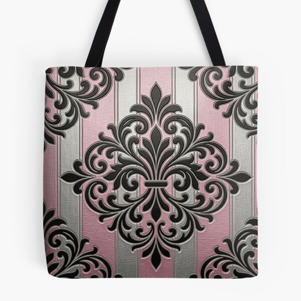 Item preview, Pink & Silver Striped Damask designed and sold by DesignsByPrnces.