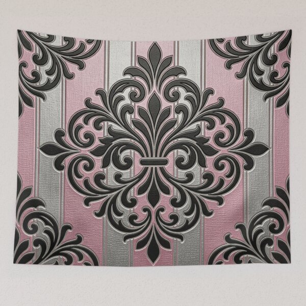 Item preview, Pink & Silver Striped Damask designed and sold by DesignsByPrnces.