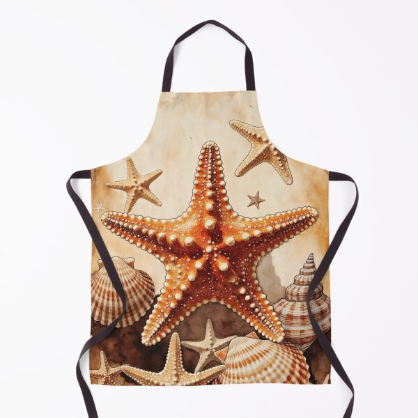 Item preview, Vintage Orange Starfish and Seashell Design | Coastal Beach Artwork designed and sold by GalleryPeak.