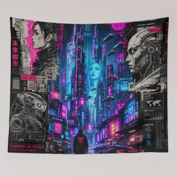Item preview, Neon Dreams: Cyberpunk Metropolis designed and sold by DarVibe Designs.