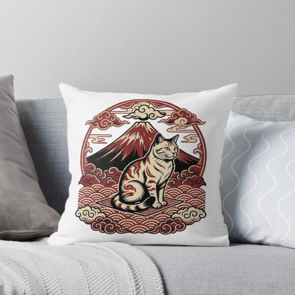 Item preview, Japanese Woodblock Print Cat Mount Fuji Art Lover Gift designed and sold by SleepyPanda_Designs.