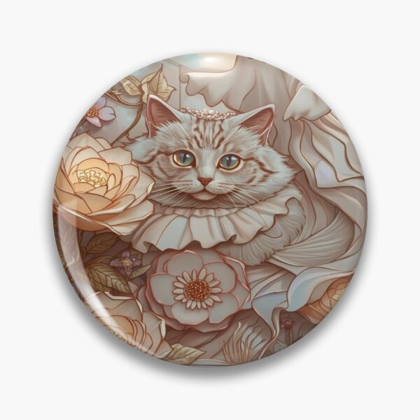 Item preview, Kawaii Cat Ghost Golden Floral Stained Glass designed and sold by BriSher.