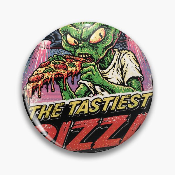 Item preview, The Tastiest Pizza In Town Green Alien UFO Retro Comic Art designed and sold by KreativKulture.