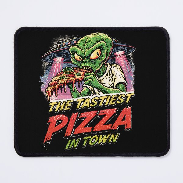 Item preview, The Tastiest Pizza In Town Green Alien UFO Retro Comic Art designed and sold by KreativKulture.