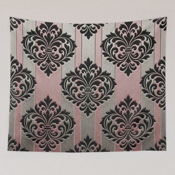 Item preview, Matte Pink & Silver Striped Damask designed and sold by DesignsByPrnces.