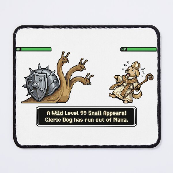 Item preview, Level 99 Snail vs Cleric Dog - Retro Gaming Medieval Meme designed and sold by Sanistein.