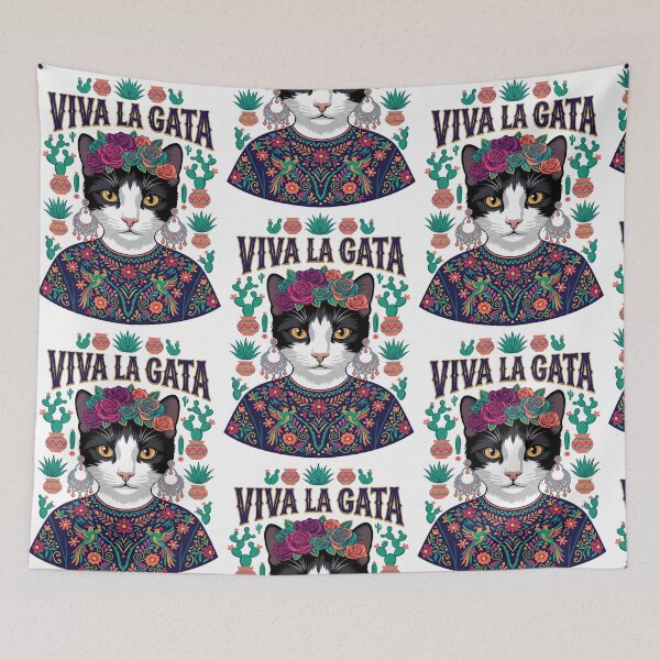 Item preview, Viva La Gata Cat frida kahlo designed and sold by TeeARTHY.