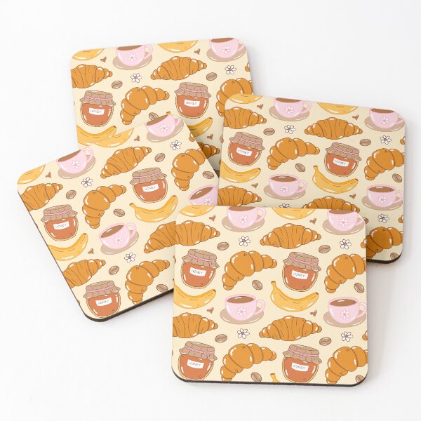 Item preview, Cozy Breakfast Pattern with Croissants, Coffee, Honey & Daisies | Hand-Drawn Cottagecore Food Illustration designed and sold by Olive Lane Creative.