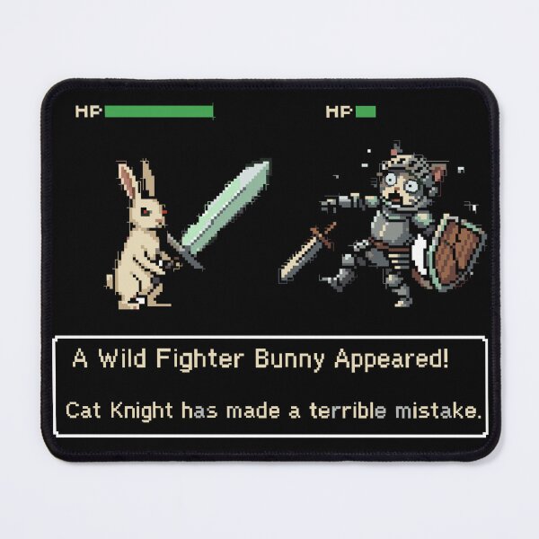 Item preview, A Wild Fighter Bunny Appears Black - Retro 16-Bit JRPG designed and sold by Sanistein.