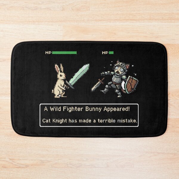 Item preview,  A Wild Fighter Bunny Appears Black - Retro 16-Bit JRPG designed and sold by Sanistein.