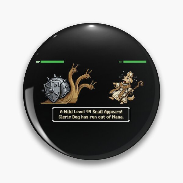 Item preview, Level 99 Snail vs Cleric Dog Black - Retro Gaming Medieval Meme designed and sold by Sanistein.