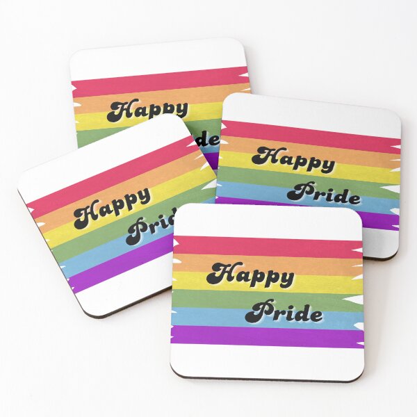 Item preview, Happy Pride Retro Script Design - Rainbow Flag Painted Background designed and sold by DonnaRaine.