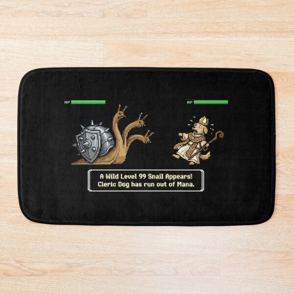 Item preview, Level 99 Snail vs Cleric Dog Black - Retro Gaming Medieval Meme designed and sold by Sanistein.
