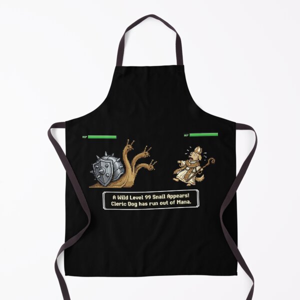 Item preview, Level 99 Snail vs Cleric Dog Black - Retro Gaming Medieval Meme designed and sold by Sanistein.