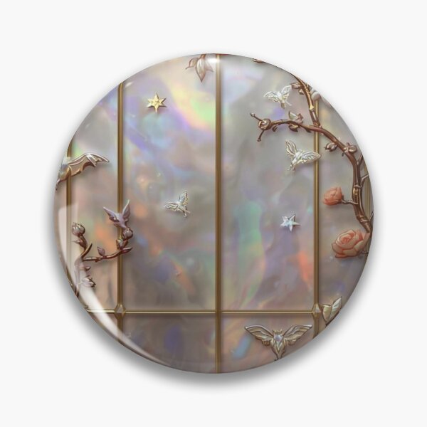 Item preview, Kawaii Cat Ghost Golden Floral Stained Glass designed and sold by BriSher.