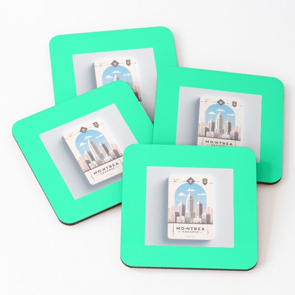 Item preview, Montreal Square Cute Minimal Skyline Label designed and sold by PaintMeWorld.