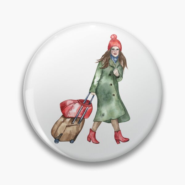 Item preview, Woman in Winter Coat with Luggage designed and sold by Flowersforbear.
